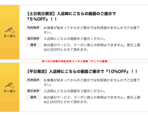 食べログ掲載の肉匠坂井クーポン情報（サンプル画像）